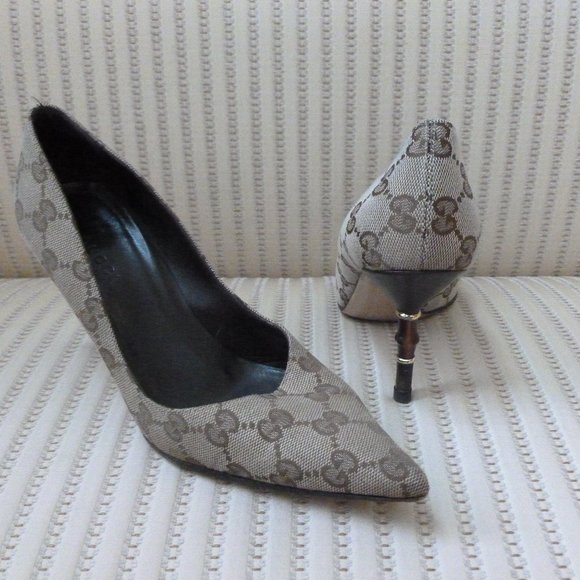 Gucci Shoes - Gucci GG Logo Monogram Canvas Pumps Heels